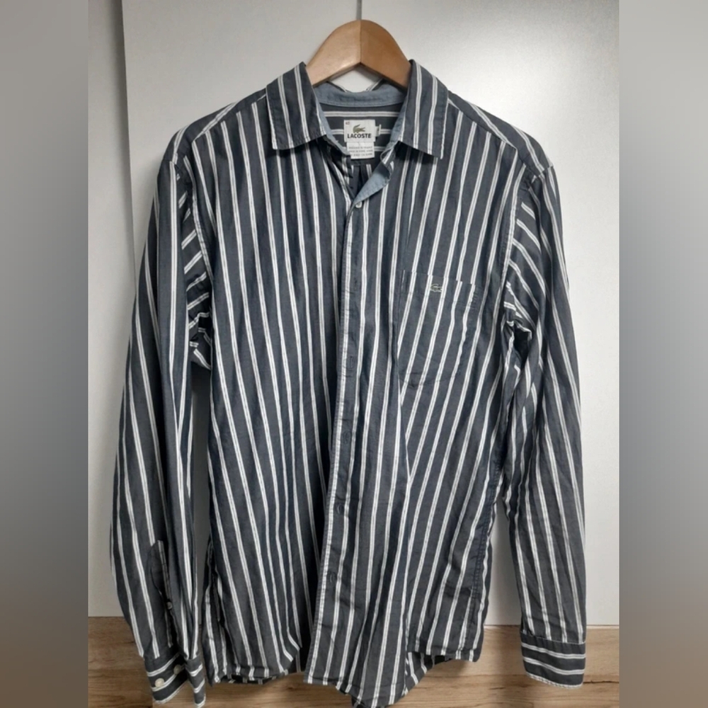 L.L. Bean Men's Black and White Striped Shirt